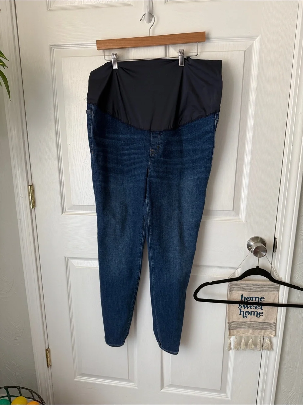 J. Crew Dark Blue Maternity Jeans with Navy Blue Stretch Panel